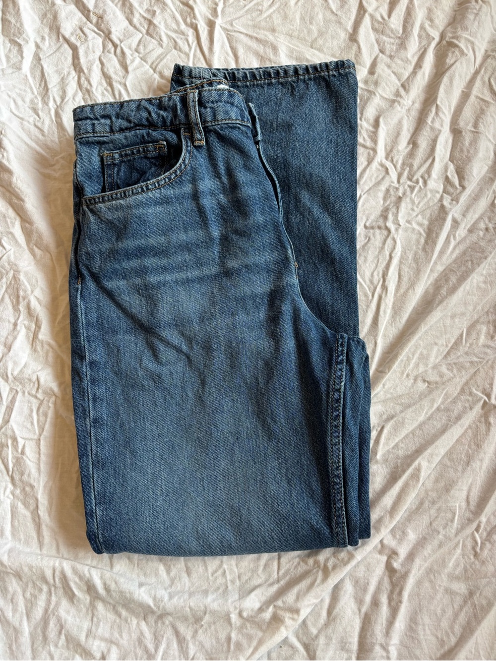 Mango woman’s Mid Wash Blue Relaxed Denim Jeans